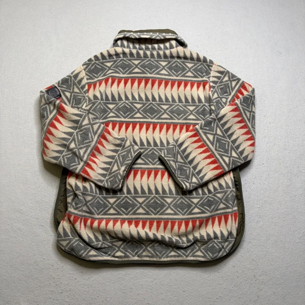 Element Fleece Pullover Women XS Grey Red Aztec Wolfeboro Snap Neck Geometric - Picture 6 of 12